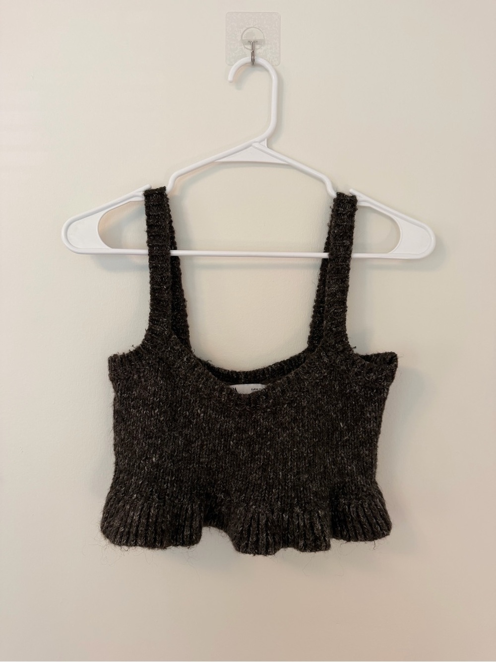Zara Brown Knit Cropped Tank Top | Perfect Layering for Spring/Summer | W Sz M